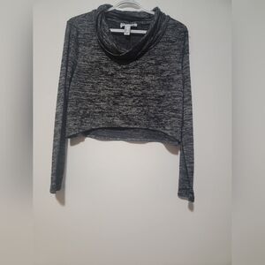 Joseph Ribkoff Women's Crop Long Sleeve Top Cowl Neck Space Dye Shirt Size 8